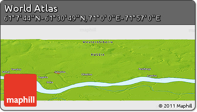 Physical Panoramic Map of the Area around 61° 19' 16" N, 71° 28' 29" E