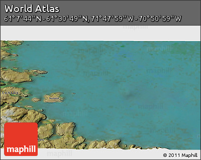 Satellite 3D Map of the Area around 61° 19' 16" N, 71° 19' 29" W