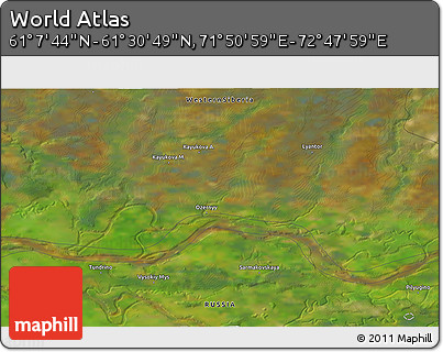 Satellite 3D Map of the Area around 61° 19' 16" N, 72° 19' 29" E