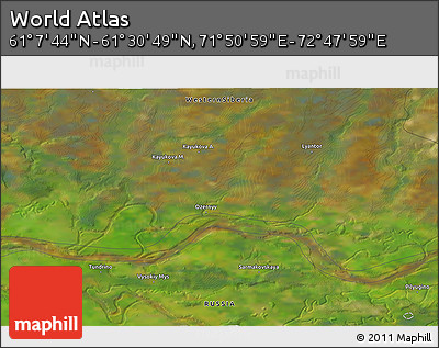 Satellite 3D Map of the Area around 61° 19' 16" N, 72° 19' 29" E