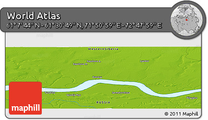 Physical Panoramic Map of the Area around 61° 19' 16" N, 72° 19' 29" E