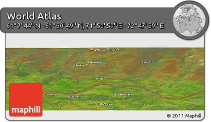 Satellite Panoramic Map of the Area around 61° 19' 16" N, 72° 19' 29" E