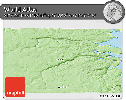 Political 3D Map of the Area around 61° 19' 16" N, 72° 10' 30" W