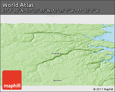 Political 3D Map of the Area around 61° 19' 16" N, 72° 10' 30" W