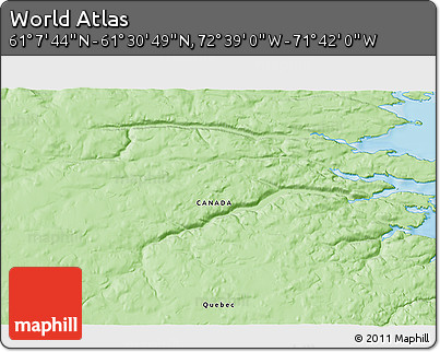 Political 3D Map of the Area around 61° 19' 16" N, 72° 10' 30" W
