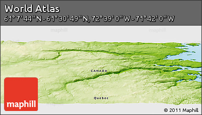 Physical Panoramic Map of the Area around 61° 19' 16" N, 72° 10' 30" W