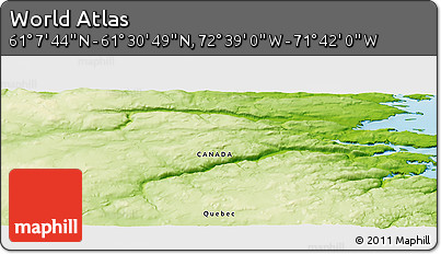 Physical Panoramic Map of the Area around 61° 19' 16" N, 72° 10' 30" W