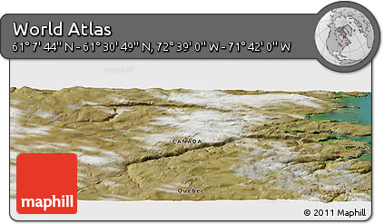 Satellite Panoramic Map of the Area around 61° 19' 16" N, 72° 10' 30" W