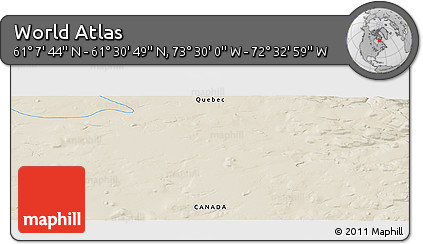 Shaded Relief Panoramic Map of the Area around 61° 19' 16" N, 73° 1' 30" W