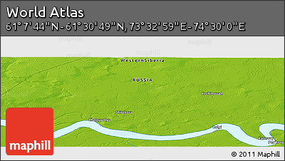 Physical Panoramic Map of the Area around 61° 19' 16" N, 74° 1' 30" E
