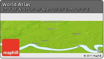 Physical Panoramic Map of the Area around 61° 19' 16" N, 74° 1' 30" E