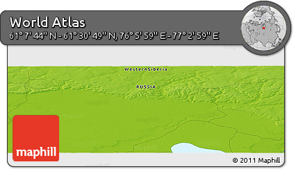 Physical Panoramic Map of the Area around 61° 19' 16" N, 76° 34' 29" E