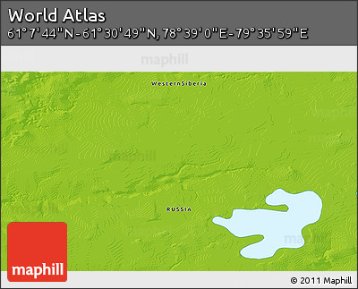 Physical 3D Map of the Area around 61° 19' 16" N, 79° 7' 30" E