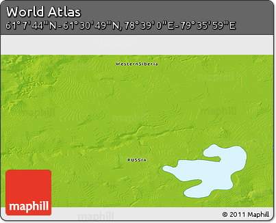 Physical 3D Map of the Area around 61° 19' 16" N, 79° 7' 30" E