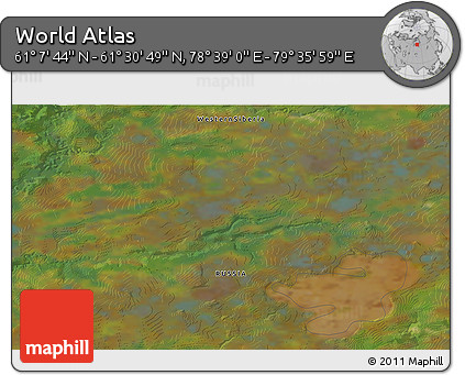 Satellite 3D Map of the Area around 61° 19' 16" N, 79° 7' 30" E