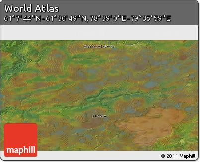 Satellite 3D Map of the Area around 61° 19' 16" N, 79° 7' 30" E