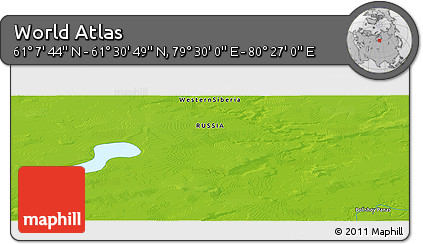 Physical Panoramic Map of the Area around 61° 19' 16" N, 79° 58' 29" E