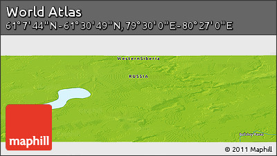Physical Panoramic Map of the Area around 61° 19' 16" N, 79° 58' 29" E