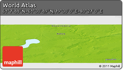 Physical Panoramic Map of the Area around 61° 19' 16" N, 79° 58' 29" E