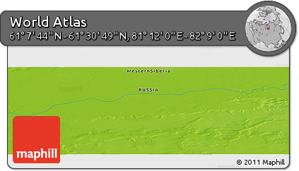 Physical Panoramic Map of the Area around 61° 19' 16" N, 81° 40' 30" E