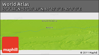 Physical Panoramic Map of the Area around 61° 19' 16" N, 81° 40' 30" E