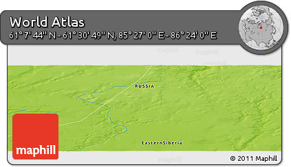 Physical Panoramic Map of the Area around 61° 19' 16" N, 85° 55' 30" E