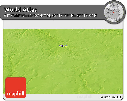 Physical 3D Map of the Area around 61° 19' 16" N, 86° 46' 30" E