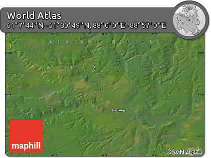 Satellite Map of the Area around 61° 19' 16" N, 88° 28' 29" E