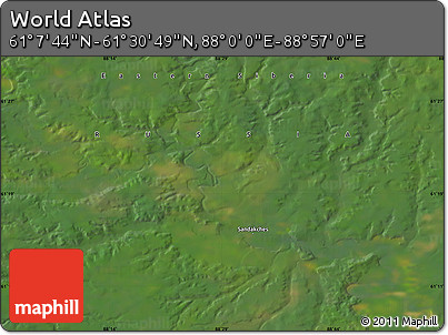 Satellite Map of the Area around 61° 19' 16" N, 88° 28' 29" E