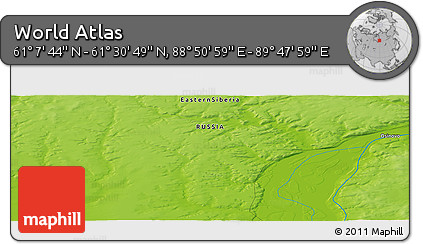 Physical Panoramic Map of the Area around 61° 19' 16" N, 89° 19' 29" E