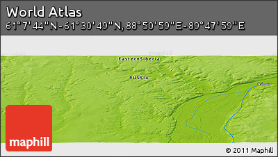 Physical Panoramic Map of the Area around 61° 19' 16" N, 89° 19' 29" E