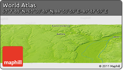 Physical Panoramic Map of the Area around 61° 19' 16" N, 89° 19' 29" E