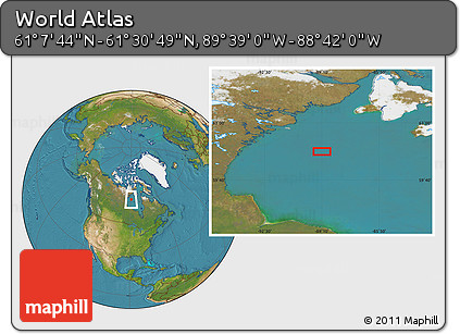 Satellite Location Map of the Area around 61° 19' 16" N, 89° 10' 30" W