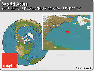 Satellite Location Map of the Area around 61° 19' 16" N, 89° 10' 30" W