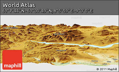 Physical Panoramic Map of the Area around 61° 19' 16" N, 8° 34' 29" E