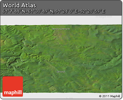 Satellite 3D Map of the Area around 61° 19' 16" N, 91° 52' 30" E