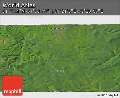 Satellite 3D Map of the Area around 61° 19' 16" N, 91° 52' 30" E