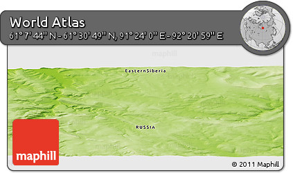 Physical Panoramic Map of the Area around 61° 19' 16" N, 91° 52' 30" E