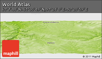 Physical Panoramic Map of the Area around 61° 19' 16" N, 91° 52' 30" E