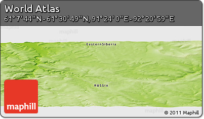 Physical Panoramic Map of the Area around 61° 19' 16" N, 91° 52' 30" E