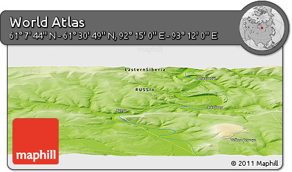 Physical Panoramic Map of the Area around 61° 19' 16" N, 92° 43' 29" E