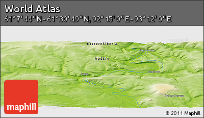 Physical Panoramic Map of the Area around 61° 19' 16" N, 92° 43' 29" E