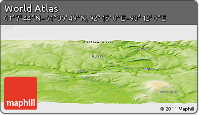 Physical Panoramic Map of the Area around 61° 19' 16" N, 92° 43' 29" E