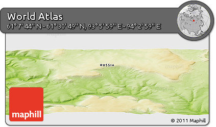 Physical Panoramic Map of the Area around 61° 19' 16" N, 93° 34' 29" E