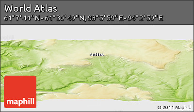 Physical Panoramic Map of the Area around 61° 19' 16" N, 93° 34' 29" E