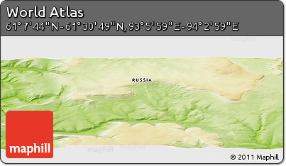 Physical Panoramic Map of the Area around 61° 19' 16" N, 93° 34' 29" E