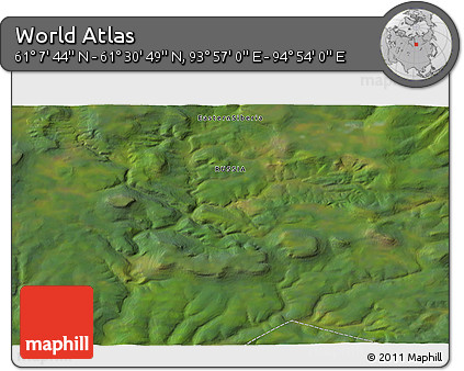 Satellite 3D Map of the Area around 61° 19' 16" N, 94° 25' 30" E