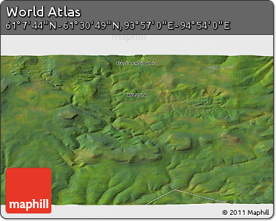 Satellite 3D Map of the Area around 61° 19' 16" N, 94° 25' 30" E