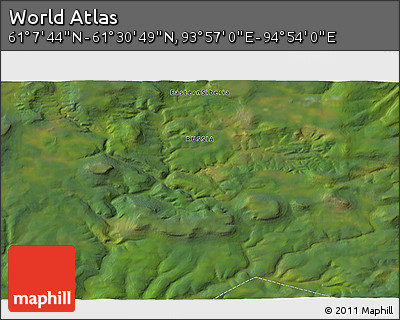 Satellite 3D Map of the Area around 61° 19' 16" N, 94° 25' 30" E