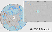 Gray Location Map of the area around 61° 19' 16" N, 94° 25' 30" E, hill shading